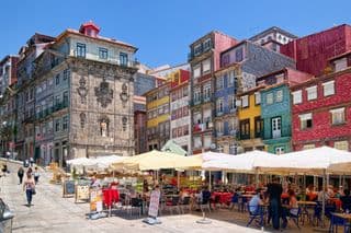 Historic Ribeira Square in Porto, Portugal