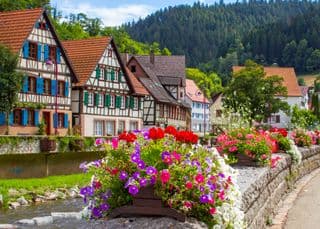 Half-timbered Houses by the Stream
