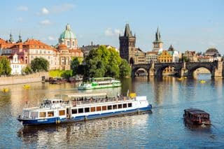 Charles Bridge Overlooking the Vltava River in Prague