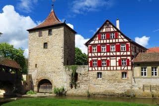 Half-timbered House by the River in Schwaebisch Hall