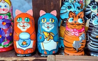 Colorful Hand-Painted Cat Matryoshka Dolls