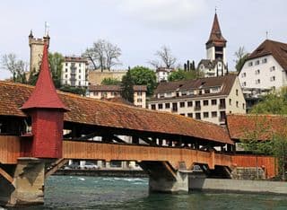 Covered Wooden Bridge in Lucerne Old Town