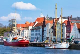 Historic Ships Docked at Lübeck Harbour