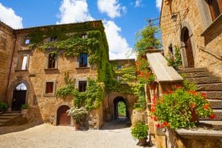 Ancient Stone Buildings in Bagnoregio Town, Lazio, Italy