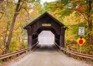 Autumnal Charm of Emily's Covered Bridge in Stowe, Vermont