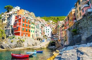 Vibrant Riomaggiore Harbour in Cinque Terre National Park