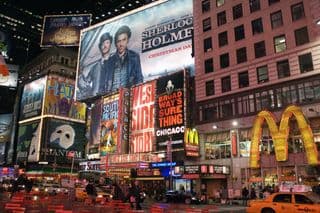Bright Lights of Times Square at Night