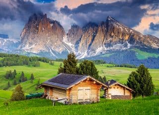 Traditional Alpine Chalets amidst the Seiser Alm Meadows
