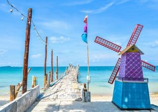 Colorful Windmill by the Pier at Samet Island, Thailand
