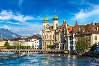 Lucerne's Jesuit Church by the Reuss River
