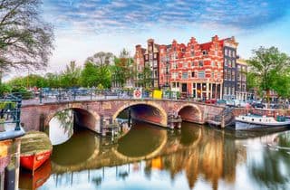 Reflections of Amsterdam's Bridges Over Canals