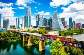 Graffiti Train Crossing Austin's Lady Bird Lake