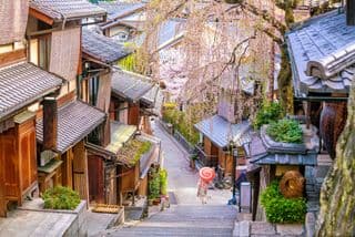 Traditional Kyoto Lane in Springtime