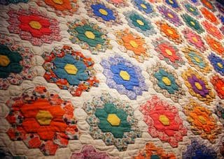 Patchwork Quilt Bursting with Colors