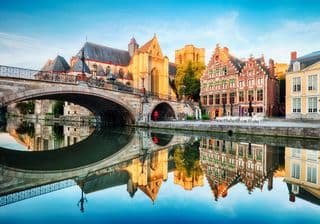 Ghent's Medieval Bridge Over the Leie River