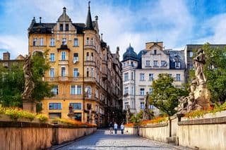 Statues Line the Pathway in Klodzko, Poland