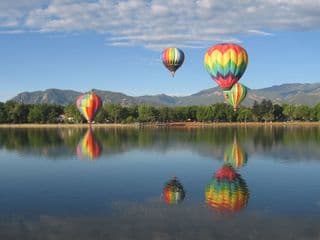 Colorado Springs Hot Air Balloons Over Lake