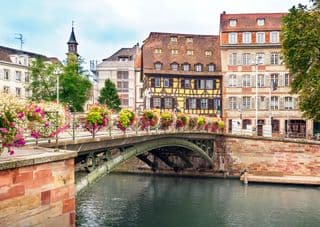 Flower-Adorned Bridge in Strasbourg