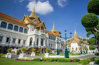 The Grand Palace in Bangkok Under the Blue Sky