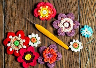 Vibrant Crocheted Flower Collection