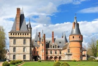 French Renaissance Castle amidst Springtime Greenery