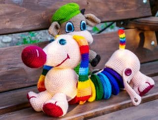 Colorful Crocheted Amigurumi Dogs
