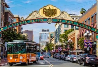 Trolley Breeze Through Gaslamp Quarter Signage