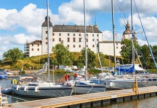 Sailboats Docked at Lackö Castle in Sweden