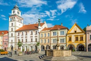 Trebon's Masaryk Square in the Czech Republic