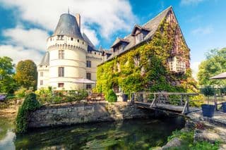 Medieval Castle by the River in Loire Valley, France