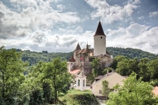 Krivoklat Castle amidst the Forested Hills of Bohemia