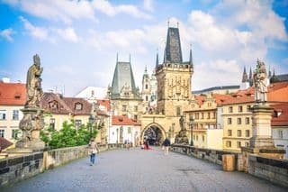 Statues Line the Charles Bridge in Prague