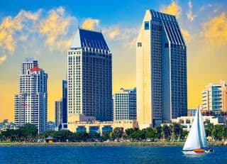 Sailboat in the Harbor of Downtown San Diego, California