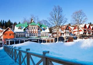 Snow-covered Alpine Village in Spindleruv Mlyn, Czech Republic