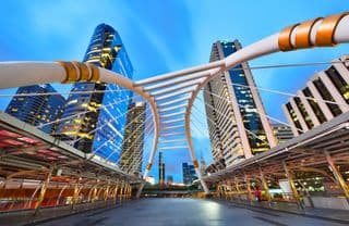 Modern Skyline at Sathorn-Narathiwas Junction in Bangkok