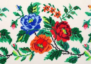 Traditional Ukrainian Floral Cross-Stitch Embroidery