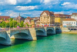 Mittlere Brücke Overlooking the Rhine in Basel