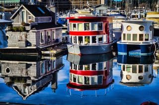 Reflections of Houseboats in Vancouver Harbour