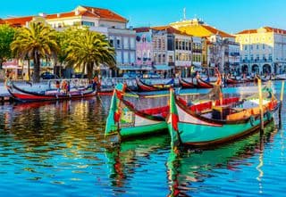 Traditional Moliceiros in Aveiro, Portugal