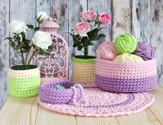 Handcrafted Crochet Yarn Bowls and Balls of Thread