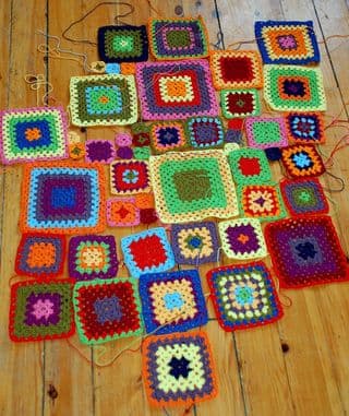 Vibrant Crochet Granny Squares Array