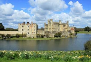 Medieval Leeds Castle Amidst Spring's Splendor
