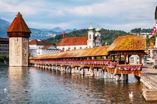 Covered Chapel Bridge in Lucerne, Switzerland