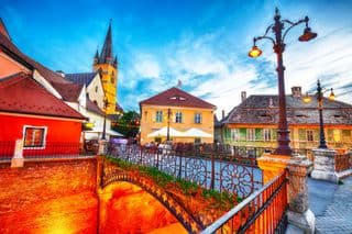 Evening Elegance at the Liars' Bridge in Sibiu, Romania