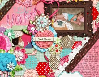 Child Napping under Leaf-patterned Quilt