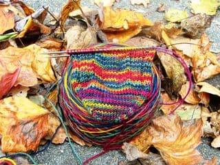 Autumnal Yarn Ball and Knitting Project