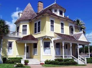 Yellow Victorian Mansion in Rockport, Texas