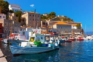 Boats in Hydra Harbour, Greece
