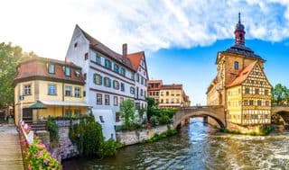 Old Town Hall Over the Regnitz River in Bamberg, Germany