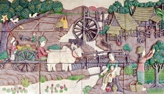 Thai Village Life Fresco
